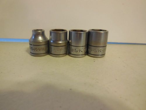 Lot of 4 S-K Tools 3/8&#034; Drive 6 Point Metric Sockets 7mm, 11mm, 12mm &amp; 13mm