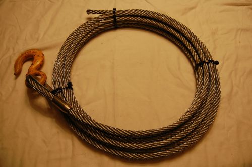 1/2&#034; X 50 Ft Winch Cable Fiber Core with 3 Ton Hook for Wrecker &amp; tow Truck