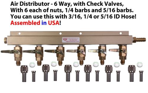 6 way CO2 Manifold Air Distributor Draft Beer MFL Check Valves (AD106Ebay)