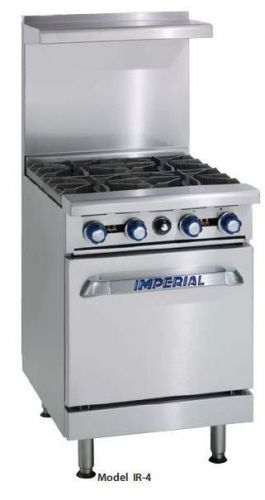 Imperial 24&#034; 4 burner range with space saver oven, ir-4, stove, restaurant, new for sale