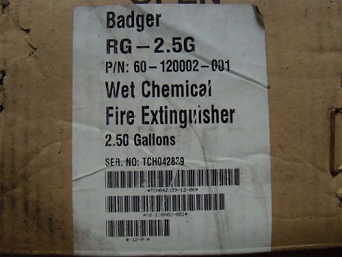 Badger wet chemical fire extinguisher 60-120002-001 2.5 gallon RG-2.5G