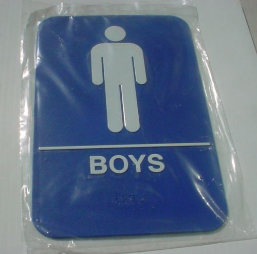 ADA Bathroom Sign &#034;BOYS&#034; w/ raised pictograms and Grade 2 Braille New 9&#034; x 6&#034;