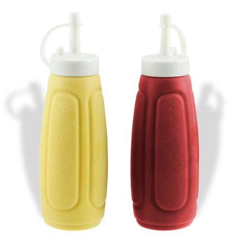 2pc 15oz Clear Plastic Squeeze Bottles - Condiments, Sauces, Ketchup, Mustard