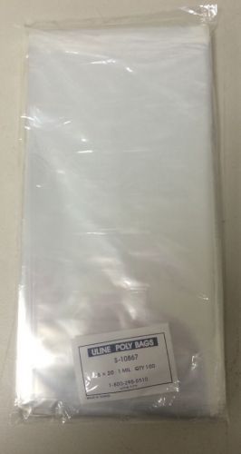 Nip 100 uline s-10867 poly bags 5&#034; x 20&#034; 1 mil, clear, free ship for sale