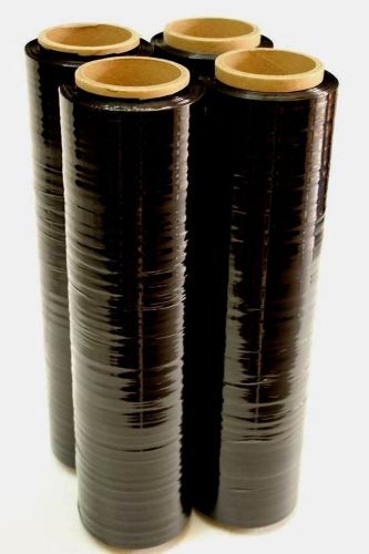 4 Rolls Black Hand Stretch Plastic Film Shrink Pallet Wrap 18&#034; x 1215feet x 80Ga