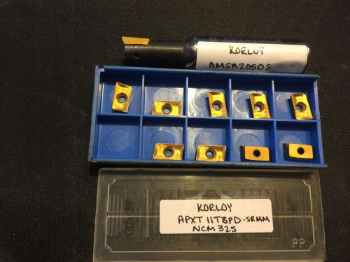 Korloy 1/2&#034; AMSA2050S Cutter w/box of APXT11T3PD-SRMM NCM 325 Carbide Inserts