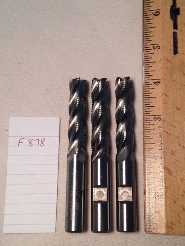 3 resharpened usa roughing endmills. 1/2&#034; shank. 4 flute. hs cobalt.  {f878} for sale