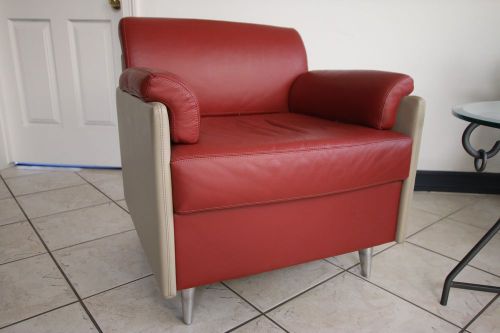 x3 Red Leather Reception Chairs