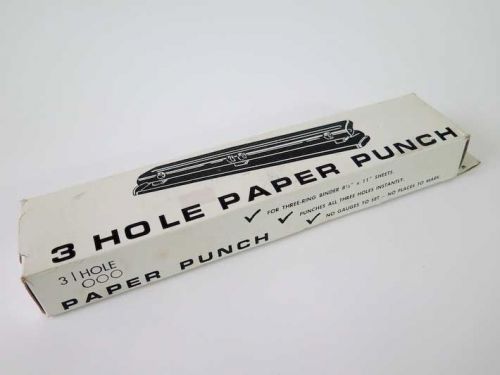 Vintage 3 Hole Paper Punch Made in USA by NEW ENGLAND PAPER Mint in the Box