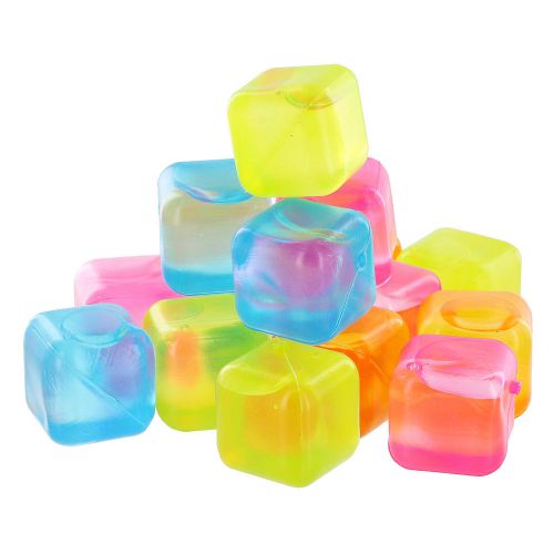 &#034;Reuseable Plastic Ice Cubes (Rocks) Chillers for Cocktail/Whisky Drinks, Assort