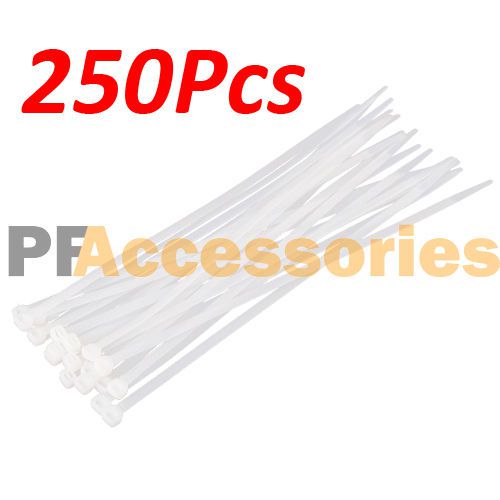 250 Pcs White 7&#034; inch Multi Purpose UV Resistant Outdoor Cable Zip Ties 40 Lbs
