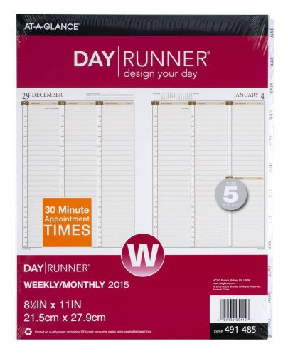 Day Runner Vertical Weekly Planner Refill 2015, 8.5&#034; x 11&#034; Page Size 491-485