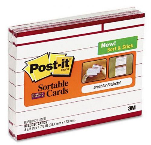 Post-it Sortable Cards Sort and Stick Lined Index Cards - 80 Loose Cards per Pkg