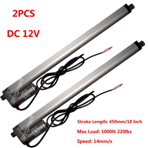 Set of 2pcs 18&#034; stroke linear actuators 220lbs heavy duty dc 12volt 14mm/s speed for sale
