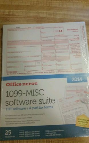 2014 1099 MISC 25 recipient 4 part tax forms and software suite