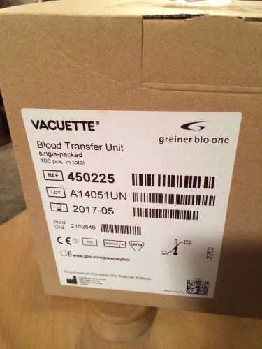 NEW BOX OF VACUETTE BLOOD TRANSFER UNITS, 100 PCS.