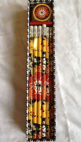 Vera Bradley Pencils, Decorative Pencil Box, Sharpener, Bittersweet