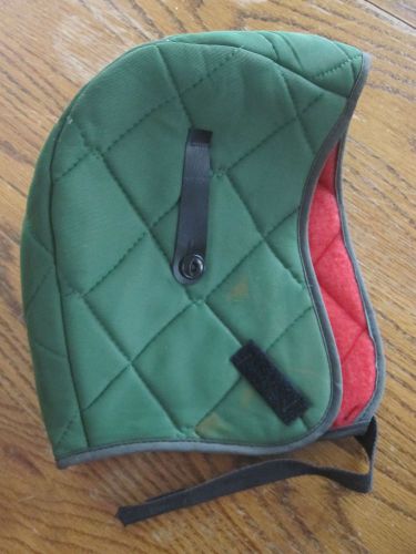 Extra warm quilted red fleece hard hat liner green w/velcro strap ships free for sale