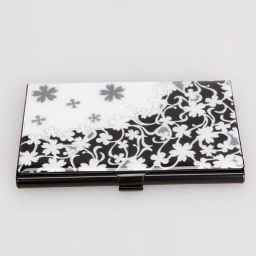 Floral Design Electrochemical Iron Metal Business Credit ID Card Case Holder