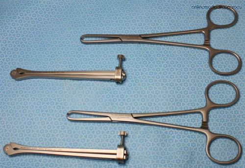 PILLING WECK Stone Anastomosis Intestinal Set 2 Forceps 2 Clamps Germany
