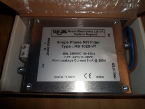 RASMI RS 1020-V7 SINGLE PHASE RFI FILTER (NEW IN BOX)