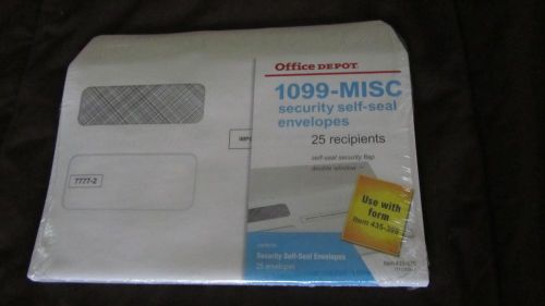 New Office Depot 1099-misc security self seal envelopes tax forms 435-399 25pk
