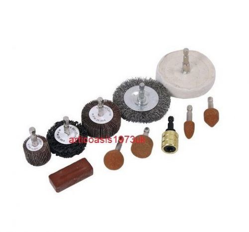 Cleaning &amp; polishing kit 11 pc wire brush wheel grinding stone sanding for sale