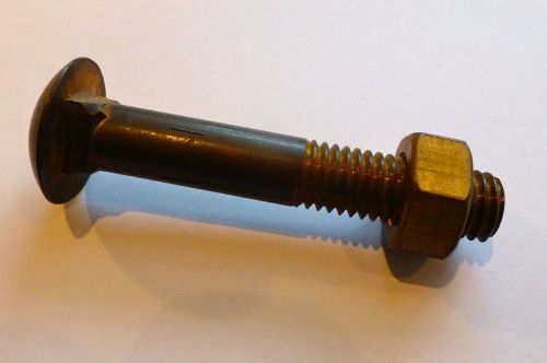 Marine grade silicon bronze carriage bolt &amp; nut 1/2 - 13 partial thread, 3&#034; long for sale