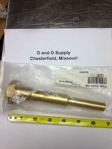 Trerice 3-4j2, 6&#034; brass industrial thermowell, 1evd1 for sale