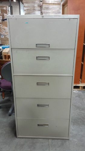 5 Drawer Tall Metal Filing Cabinet - Beige Cream  - 30x18x65