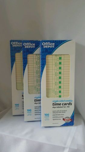 1213. NEW OFFICE DEPOT SINGLE-SIDED WEEKLY TIME CARDS 1ST - 7TH DAY LOT OF 3
