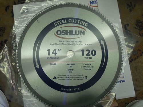 Oshlun SBF-140120 14-Inch 120 Tooth TCG Saw Blade with 1-Inch Arbor for Mild Ste
