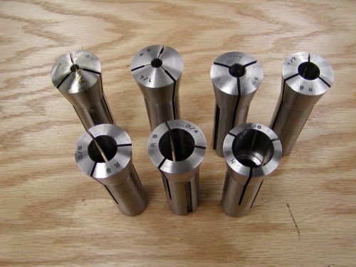 R8 collet set, lyndex, (7) collets, 1/4 - 7/8&#034; by 8ths. includes rack. for sale