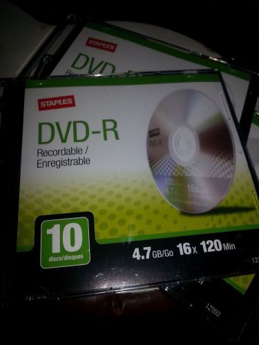 BLANK DVD-R  STAPLES  6 DISKs  4.7 GB/GO  16x  120 min    New in Cases