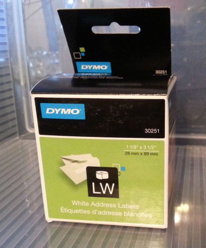DYMO LW WHITE ADDRESS LABAELS 30251 -1 1/8 &#034; X 3 1/2&#034;- 1 BOX LABELWRITER PRINT