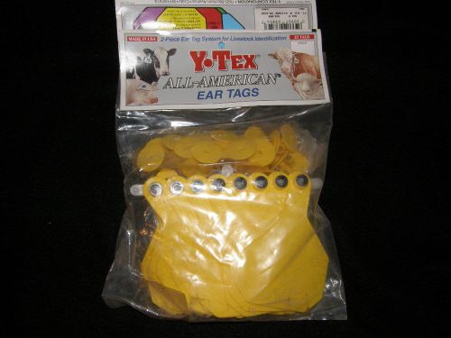 NEW Y-Tex 2 piece Large Ear Tags, Yellow, 25 tags