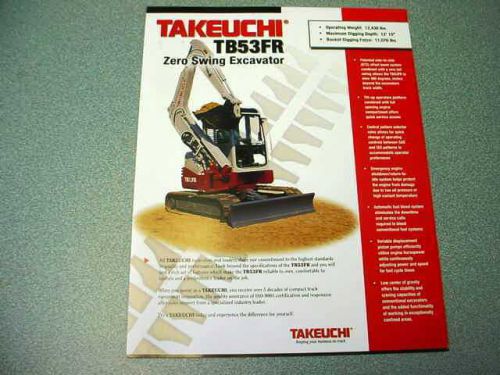Takeuchi TB53FR Zero Swing Excavator Brochure