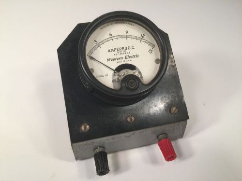 Western Electric Gauge AMPS Amperes DC Model 301 KS-14599 USA w/ Stand #1