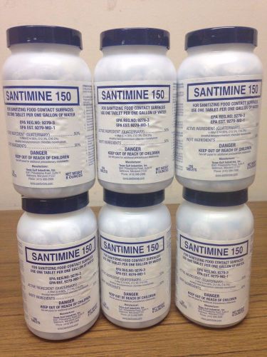*santimine 150 quaternary sanitizer tablets lot of 6 x150 tablets total 900 tabs for sale
