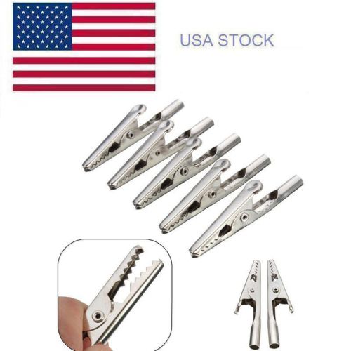 New 10pc stainless steel alligator crocodile test clips cable lead screw fixing for sale