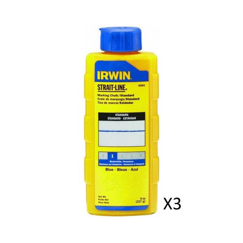 Irwin 64901 Standard Marking Chalk, 8 oz Blue/ 3 Pack