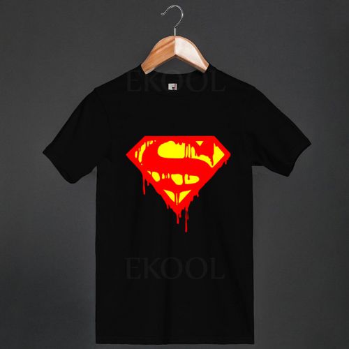 New !!! Superman Marvel Avengers DC Logo Men&#039;s Black T Shirt Size S to 3XL