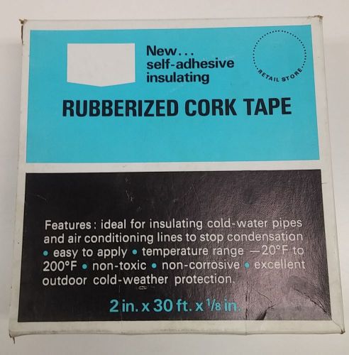 Rubber/Asphalt/Virgin Black Rubberized Cork Insulation Tape, 2&#034; W x 30&#039; L x 1/8&#034;