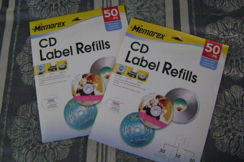 Memorex Matte White CD Label Refills, laser &amp; inkjet, 2 packages, 100 total, NIP