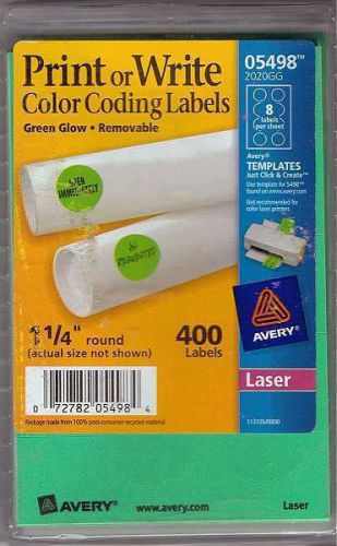 AVERY REMOVABLE PRINT WRITE COLOR CODING LABELS 5498 NEON GREEN 1 1/4&#034; ROUND