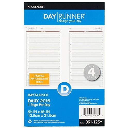 Day Runner Daily Desk Calendar Planner Refill 2016, 5.5 x 8.5 Inches Page Size