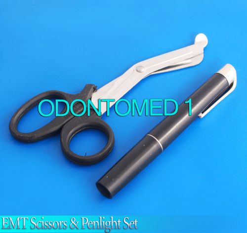 Black Trauma Paramedic Utility Shears Scissors 7.5&#034;, PenLight Surgical Instrumen