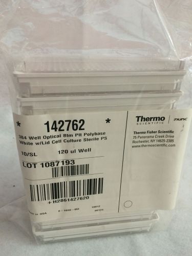 Thermo 142762 384-Well Optical Btm Plt Cell Culture w/ Lid 120ul Well 10/Sleeve