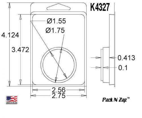 K4327: 875 - 4&#034;H x 3&#034;W x 0.4&#034;D Rnd Cav Clamshell Packaging Clear Plastic Blister