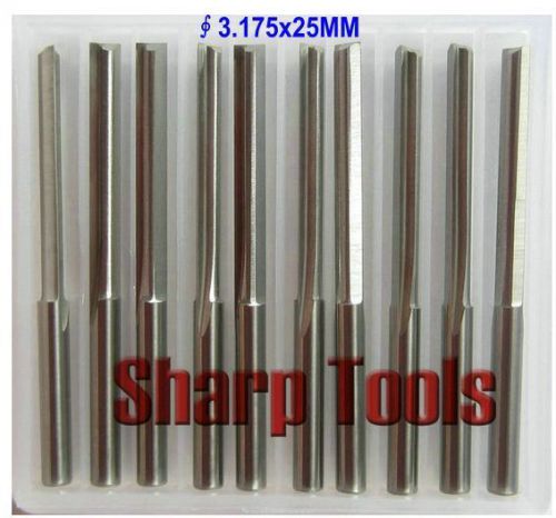 10pcs 3.175*25mm two straight flutes CNC router bits PVC, acryl, plywood